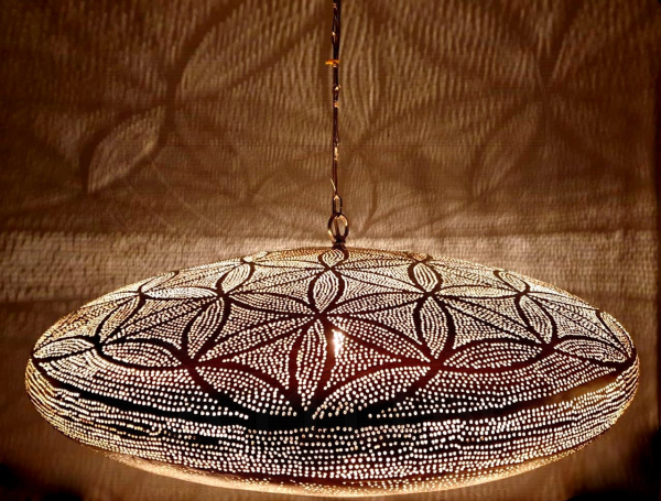 65 - 3 Ufo 65 cm Amun´s Blume des Lebens Gold glanz
